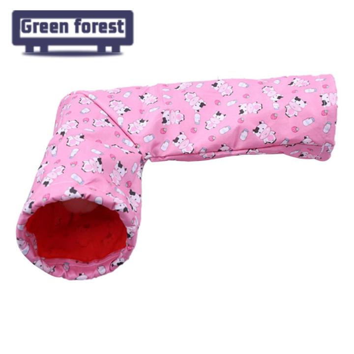 Green forest Squirrel House Metal Buckle Right Angle Hamster Tunnel