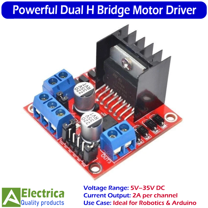 L298N Dual H Bridge DC Stepper Motor Drive Controller Board Module – High Power Motor Driver for Arduino, Robotics, and DIY Projects by Electrica