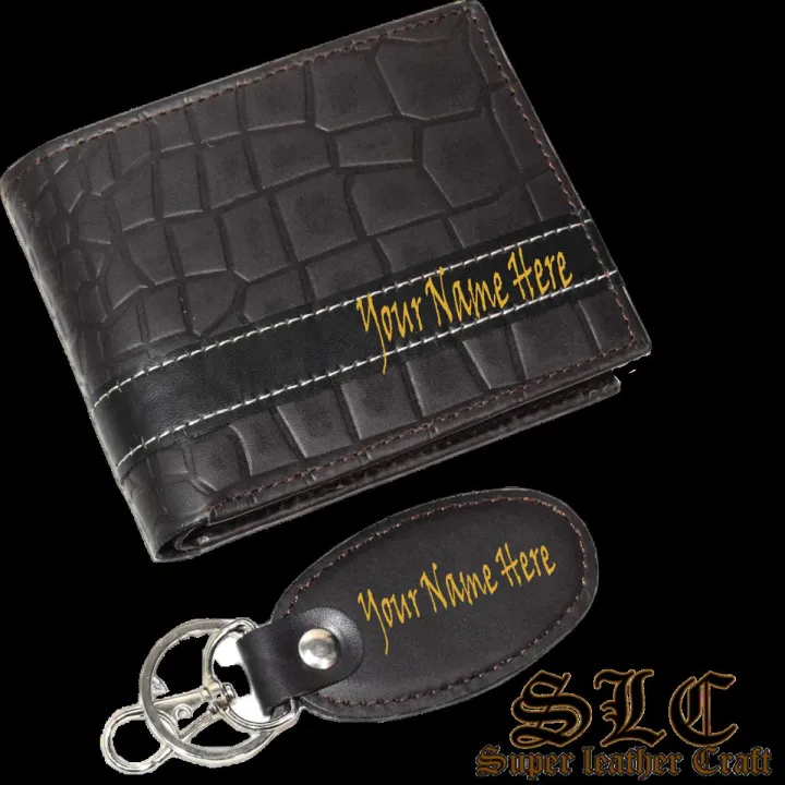 Leather%20Wallet%20and%20keychain%20Gift%20Set%20with%20customized%20name%20engraving%20(%20Cow%20Leather%20)%20*%20Super%20Leather%20Craft%20*%20-%20Image%202