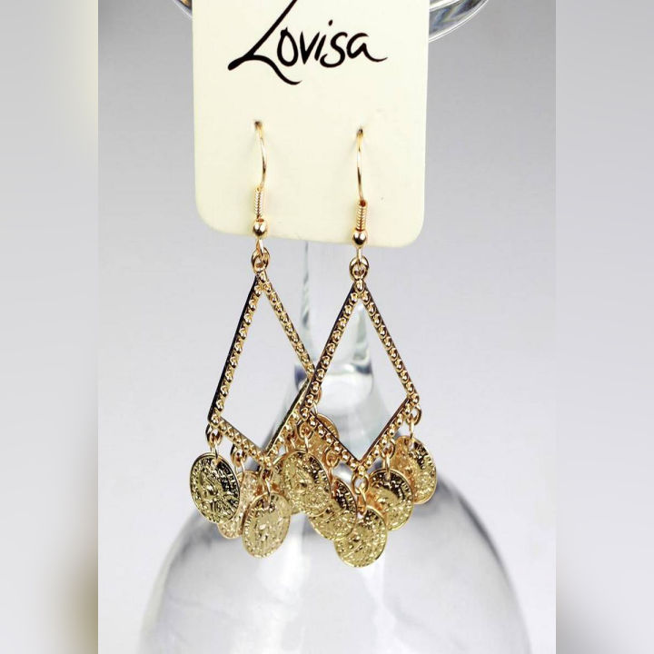 Lovisa Gold Tiny Coin Drop Earring Fashion Jewelry for Women, Girls, Her High Quality