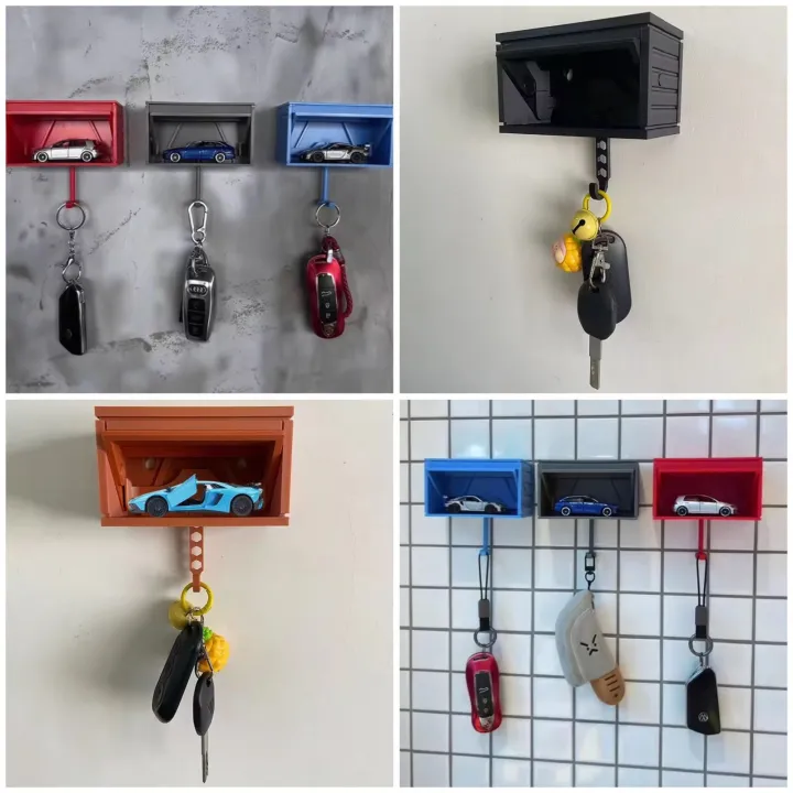 Wall-Mounted Key Holder with Mini Car Decorative Key Rack with Hooks ...