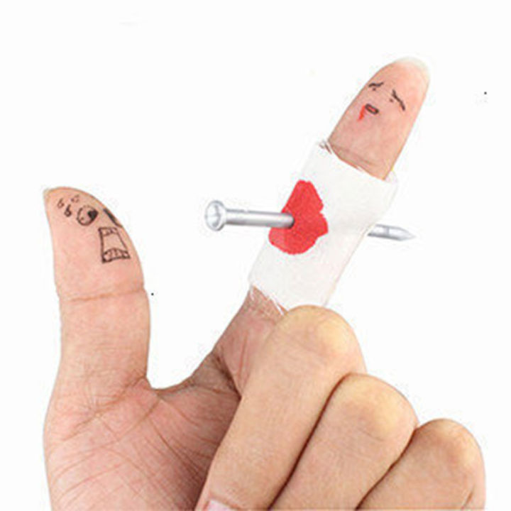 New Prank Joke Toy Fake Nail Through Finger Halloween Kids Gags Practical Jokes