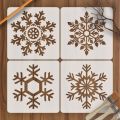 Pack of 4 Snow flacks  Nature Inspired Floral Patterns – Reusable Stencils for Home Projects ID#33. 