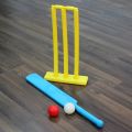 Cricket Kit Junior Plastic bat Ball Kit Cricket Playing Set for Kids Indoor Beach Outdoor Garden Play Set for 5-10 yrs Kids(1 Bat, 3 Wicket,1 Stand,2 Ball, 2 Bails), Childern Indoor Outdoor Play Plastic Cricket Bat Set (Random Color). 