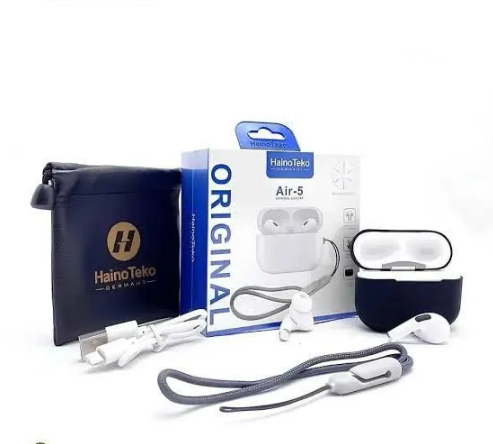 Haino Teko GERMANY Air-5 Bluetooth Earbuds - Premium Sound, Deep Bass, True Wireless Earphones - Lightweight Design - Crystal Clear Calls - Free Protective Cover - Compatible with Android & iOS, White