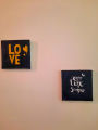 Set of 2 Paintings In Abstract Art - Acrylic On Canvas- 6" X 6" Hand Made Wall Decor Frame set of 2 quotes on canvas CALLIGRAPHY / ENGLISH QUOTATIONS. 