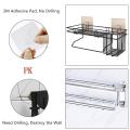Wall Mounted Self Adhesive Shampoo Rack Bathroom Shelf Holder No Drilling Sticky Strong Magic Sticker Shower Caddy Shelves. 