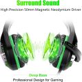 GH-1 Gaming Headset for PS5, PS4, Xbox One, Xbox One S, PC, Nintendo Switch, Mac, Laptop, 3.5mm Wired Pro Stereo Over Ear Gaming Headphones with Noise Cancelling Mic, LED Light, Green. 