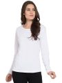 White Plain Full Sleeve T-shirt Premium Quality Export Quality  For Women O-Neck. 