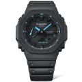 Casio G Shock Carbon Core Guard Black Neon Accent Series Analog-Digital World Time Black Resin Band Watch-GA-2100-1A2DR. 