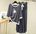 Sana Saleem's Night Dress for Girls Dress for Girls Nighty for girls full hot womens sleepwear ladies Loungewear womens nightwear Ladies nightdress sleepwear and Loungewear Plain Grey White Round Neck Pop Up Heart Printed Night Wear. 