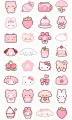 Kawaii stickers Pack Of 32 Sanrio inspired pink aesthetic Sticker cute chibi decals Laptop & Mobile Back Cover Sticker stationery Hello Kitty style My Melody inspired Cinnamoroll cute bunny pink kitty teddy bear chibi 2Inchx2Inch Each Sticker Size. 