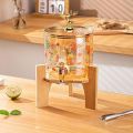 Glass Beverage Dispenser with Spigot - 3.2L Beverage Jar with Spigot and Lid and Wooden Stand for Serving Hot or Cold Drinks, Juices, Ice Water at Parties and Camping - 3200ml. 
