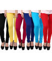 Pack of 6 Viscose Lycra Leggings for Women Girls in Black White Orange Green Pink and Yellow | 100 % soft stretchable fabric for ultimate comfort and a perfect fit | Versatile leggings, ideal for casual wear, gym, yoga, and more. 