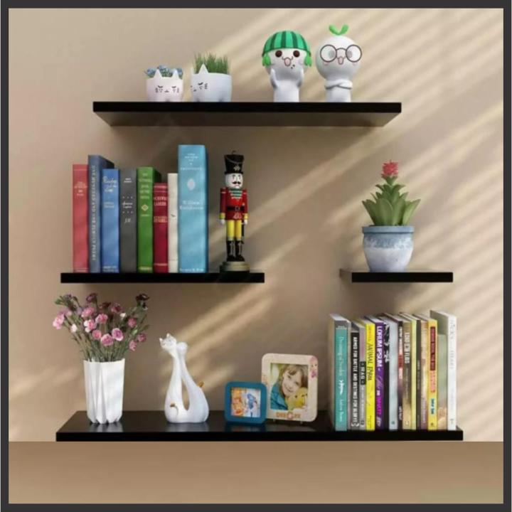 Set of 4 New Flat Delightful Wall Mounted Book Shelf, wooden shelves