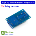 DC 5V/12V Bistable Relay Module Single Button Relay Module One Key Car Modification Start-Stop Self locking Relay Switch By Electrica. 