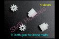 4 pcs Gears 9-Teeth for Dorne Motors Quadcopter. 