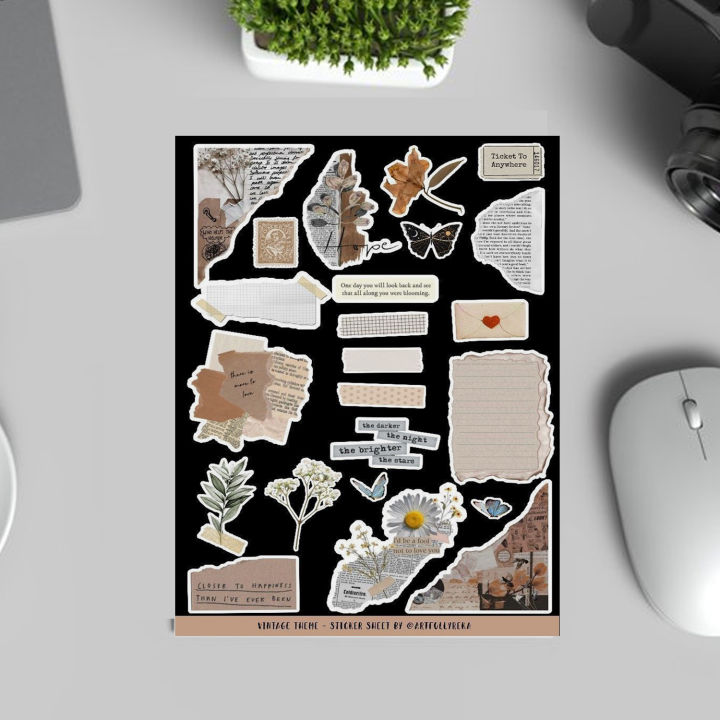 Sticker Sheets Boyish Brown Aesthetic Sticker Sheet For Boys and Girls Cute Stationery Gift ...