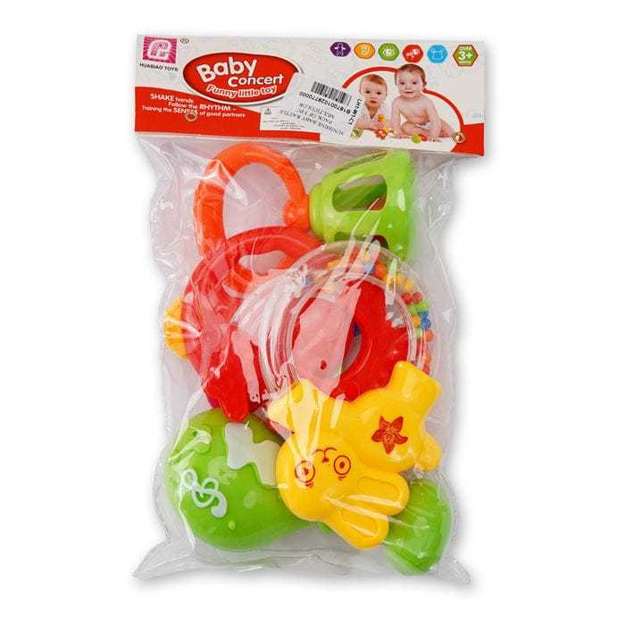 Beautiful 5 Pcs Toy Rattle Set for Kids In Multi Colors