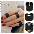 [ZOMI] 3Pcs/Set "The Lord’s Sun" Kong Hyojin Black Matte Frosted Open Ring For Women Fashion Accessories Jewelry Wholesale. 