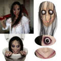 CAS Zombies Skeleton Momo Scary Challenge Games Evil Latex Mask with Long Hair Halloween Costume Party Props 7.26. 