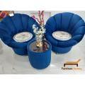 Set  of two stylish flower chair and on table Furniture factory. 