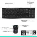 Logitech MK270 Wireless Keyboard & Mouse Combo (Black). 