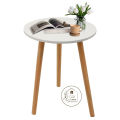 Modern Round Side Table, Small Tables for Small Spaces, Circle Coffee Table with Wood Legs,End Tables for Living Room, Bedroom, Sofa, Office. 