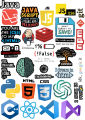 Coding Programming Stickers Pack of 30 for Laptop & Mobile Cover Stickers for Software Engineers 2Inchx2Inch Each Sticker Size. 