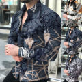 Casual Shirt Wear Resistant Irregular Pattern Print Men Shirt. 