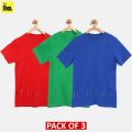 The Shop - Pack Of 3 - Multicolor Basic Round Neck Plain T Shirt For Boys & Girls Kids, 1 Year To 14 Years - PT1-HG3. 