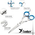 CANDURE Professional Barber Thinning Hair Scissors Kit for Hairdressers Barbers Stainless Steel Cutting Saloons Kits Gifts with Comb Black Silver Color 5.5” inch Salon Tailors Men Women Children Beauty Export Best Quality Packing Hand tool Snips Scissors. 