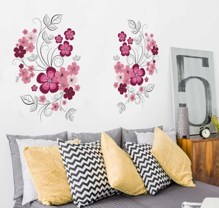 Pink%20Flower%20Vines%20Wall%20Sticker%20Floral%20PVC%20Wall%20Decor%20Removeable%20Wall%20Art%20Mural%20For%20Home%20Decor%20Water%20Proof%20Wall%20Paper%20-%20Image%203
