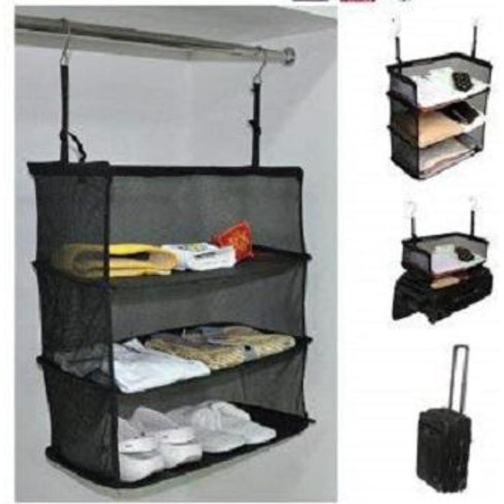 Travel Luggage Suitcase Organize Portable Hanging 3 Shelves To Go,  Clothing Towel Storage Rack