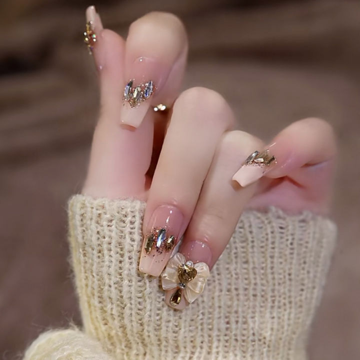Jade Finger Slim Nail Art New 2024 Nail Wear Nail Detachable Mid-length Premium Autumn and Winter Patch