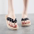 Women Slippers Fashion Women's Floral Imitated Straw Flip Flops Outdoor Sweet Non-Slip Sandals Hemp Rope Beach Shoes. 