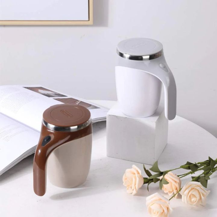 Self Stirring Coffee Mug, Automatic Magnetic Stirring Coffee Cup, 380mL Auto Mixing Mug with Lid