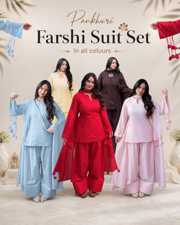 Sleeves%20Work%20Short%20Kurti%20Farshi%20Shalwar%20with%20Dupatta%203-Piece%20Casual%20Dresses%20for%20Women%20-%20Image%203