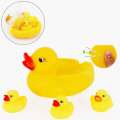 Soft Rubber Baby Duck Bath Toys Set - Whistle Water Toy For Kids Boys and Girls. 