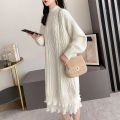 Popular Retro Twist Solid Color New Style Sweater Dress Women's Autumn and Winter Loose Mid-Length Inner Wear Half Turtleneck Sweater. 