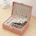 Leather Jewellery Organizer with Locker  2 Layers Cosmetics Ear Rings & Necklace_Hanging Holder  Jewelry Box Vanity Hanger Stand Fold able Makeup. 
