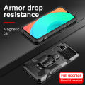 For Oppo realme C11 Car Magnetic Holder Clip Back Armor Case Mecha Warrior mobile phone case Stand Hard Protection Cover Mechwarrior phone case Anti-fingerprint self-supporting stand case. 