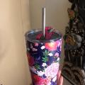 Steel floral sipper cup. 