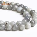 Natural Labradorite Larvikite Stone Beads Gray Moonstone Round Loose Spacer Beads For Jewelry DIY Making Bracelets 4 6 8 10 12mm. 