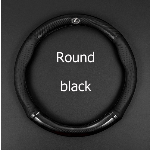 carbon fiber leather steering wheel cover Carbon fiber leather steering wheel cover Lexus CT ES IS GS LS LX RX UX NX CT200h es200 （model：Round black）