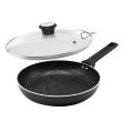 Marble Coating Fry pan with Glass Lid Free egg pan Non stick Teflon Coating Trending Item. 