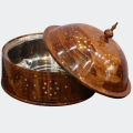 AL-SADIQ TRADERS | Wooden Handmade Hotpot kitchen Hot Case dining  Brass Work Hot Pot With Stainless Steel Container Premium Hand Crafted Wooden Hotpot customized. 