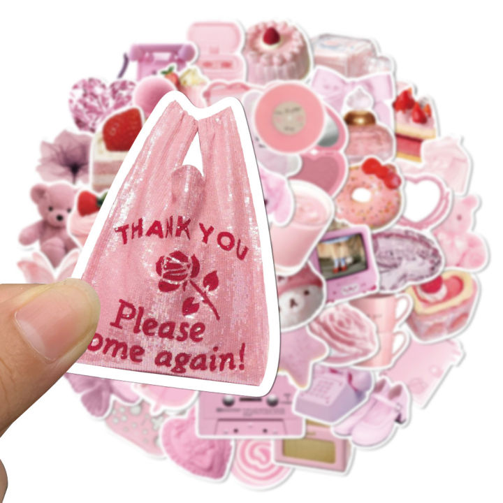 50Pcs Lovely Vsco Pink Stickers Cute Fresh Stickers Graffiti Suitcase Guitar Pvc Stickers