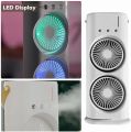 Double-Ended Spray Fan USB Rechargeable 2000mAh Household Small Air Cooler Dual Head 3 Gears Portable Handheld Misting Fan for Travel Makeup Home Office Camping Outdoor. 