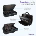 Targus Laptop Bag, Fits Laptops up to 17.3", Classic Clamshell Design, Re-enforced Case with Shoulder Strap and Padded Handle - Black/Red. 